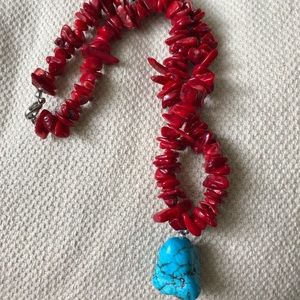TURQUOISE AND RED CORAL NECKLACE